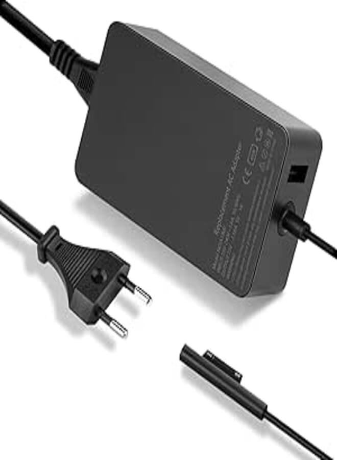 Surface Pro Charger, 44W 15V 2.58A (works with 39W/36W/24W) Microsoft Power Supply for Surface Pro 3/4/5/6, Windows Tablet, Surface Book 1/2, Surface Laptop 1/2, Surface Go, 5V 1A USB Port